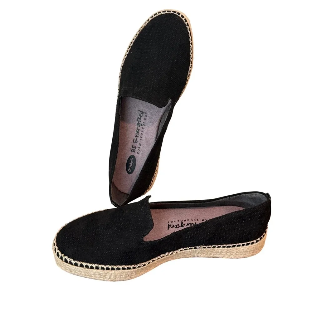 Dr Scholls Find Me Perforated Espadrille Flats Shoes in Black-Womens 7M - NWOB